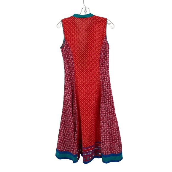 BIBA Sleeveless Midi Dress A-Line Colorful Print Womens Size 34 - Picture 7 of 9